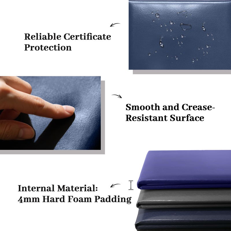 Happy Secret Diploma Cover 8.5''x 11'' Diploma Holder Graduation Certificate Holders Certificate Covers Smooth Leather (Navy) - Image 3